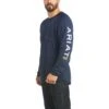 Ariat® Men's Rebar Heat Fighter Long Sleeves Navy T-Shirt 10031032