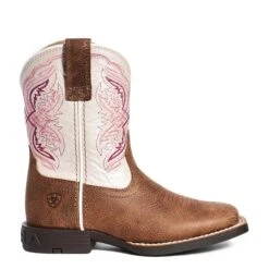 Ariat Kid's Double Kicker Adobe Tan & Pearlized Pink Boots 10036850 -Ariat Shop 10036850 2