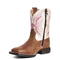 Ariat Kid's Double Kicker Adobe Tan & Pearlized Pink Boots 10036850 -Ariat Shop 10036850 4