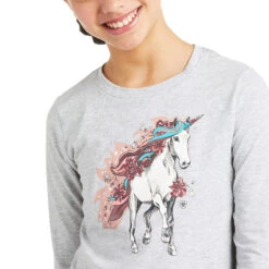 Ariat Children's My Unicorn Long Sleeve Heather Grey T-Shirt 10037353 -Ariat Shop 10037353 01