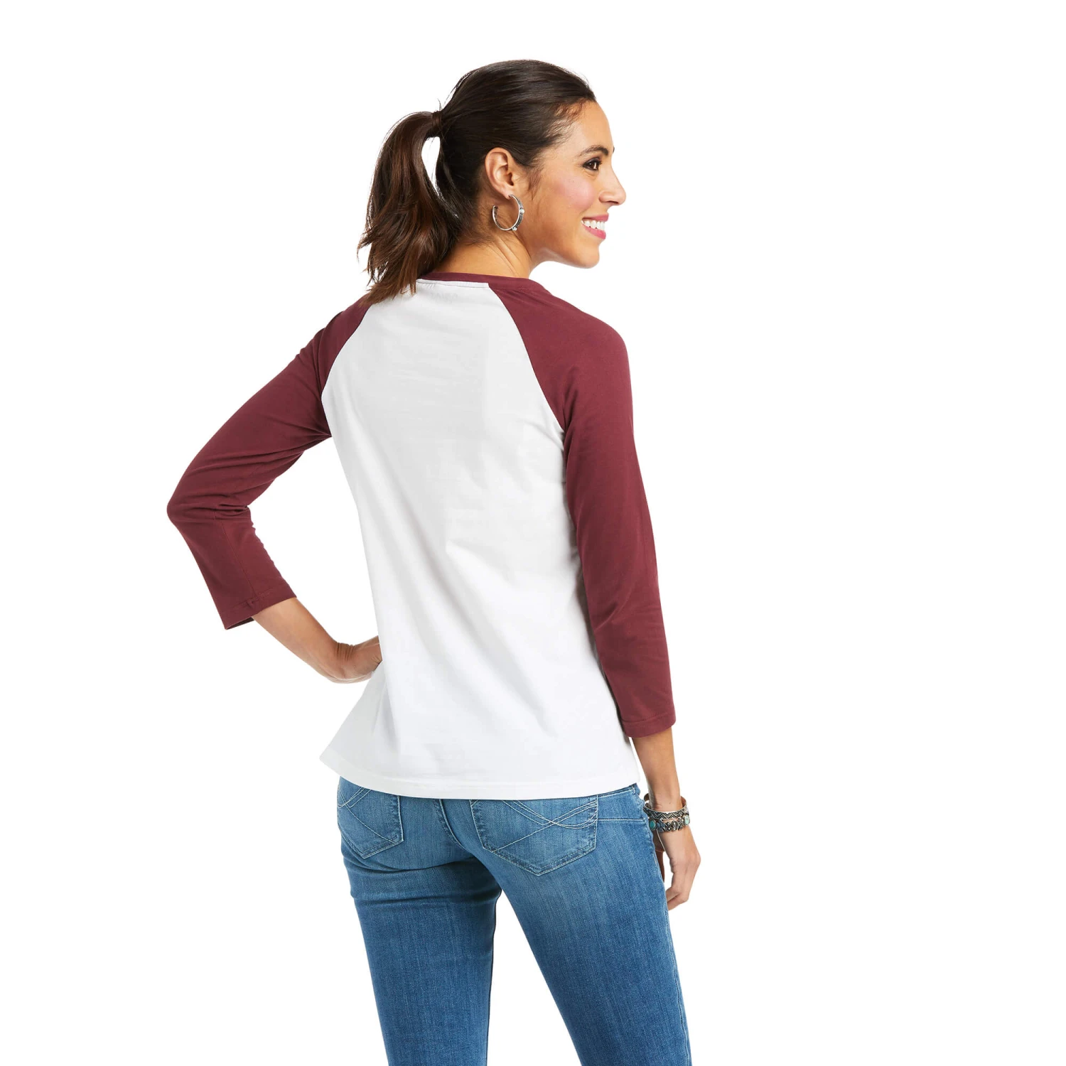 Ariat Ladies REAL Southwest White Baseball Tee 10037527 2 Ariat Ladies REAL Southwest White Baseball Tee 10037527 - Image 2
