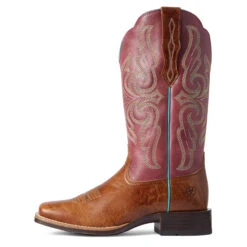 Ariat Ladies Primera Dark Tan & Pomegranate StretchFit Boots 10038461 -Ariat Shop 10038461 side