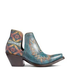 Ariat Ladies Pendleton Dixon Aged Turquoise Snip Toe Booties 10038474 -Ariat Shop 10038474 side