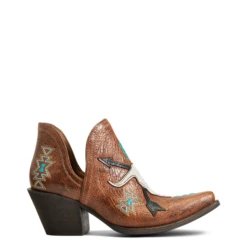 Ariat Ladies Encore Southwestern Cognac Snip Toe Booties 10040376 -Ariat Shop 10040376 side