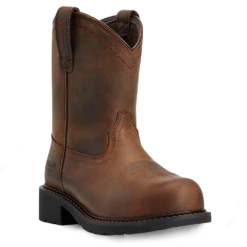 Ariat Ladies Fatbaby® Distressed Brown Pull On Steel Toe Work Boots 10040431