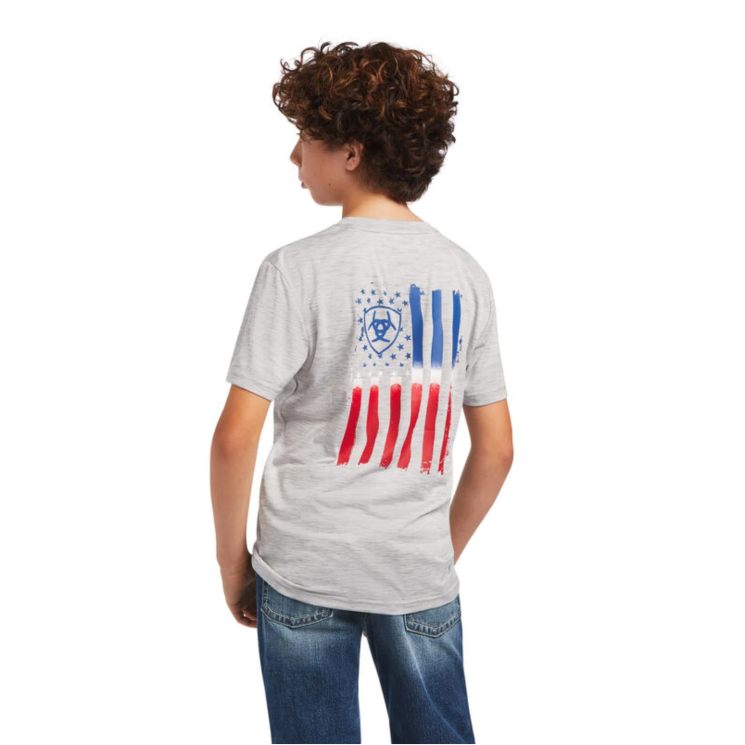 Ariat® Children's Echo Gray Charger Patriotic Graphic T-shirt 10040637 1 Ariat® Children's Echo Gray Charger Patriotic Graphic T-shirt 10040637