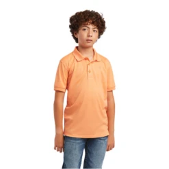 Ariat® Youth Boy's TEK Short Sleeve Habanero Peach Polo Shirt 10040660