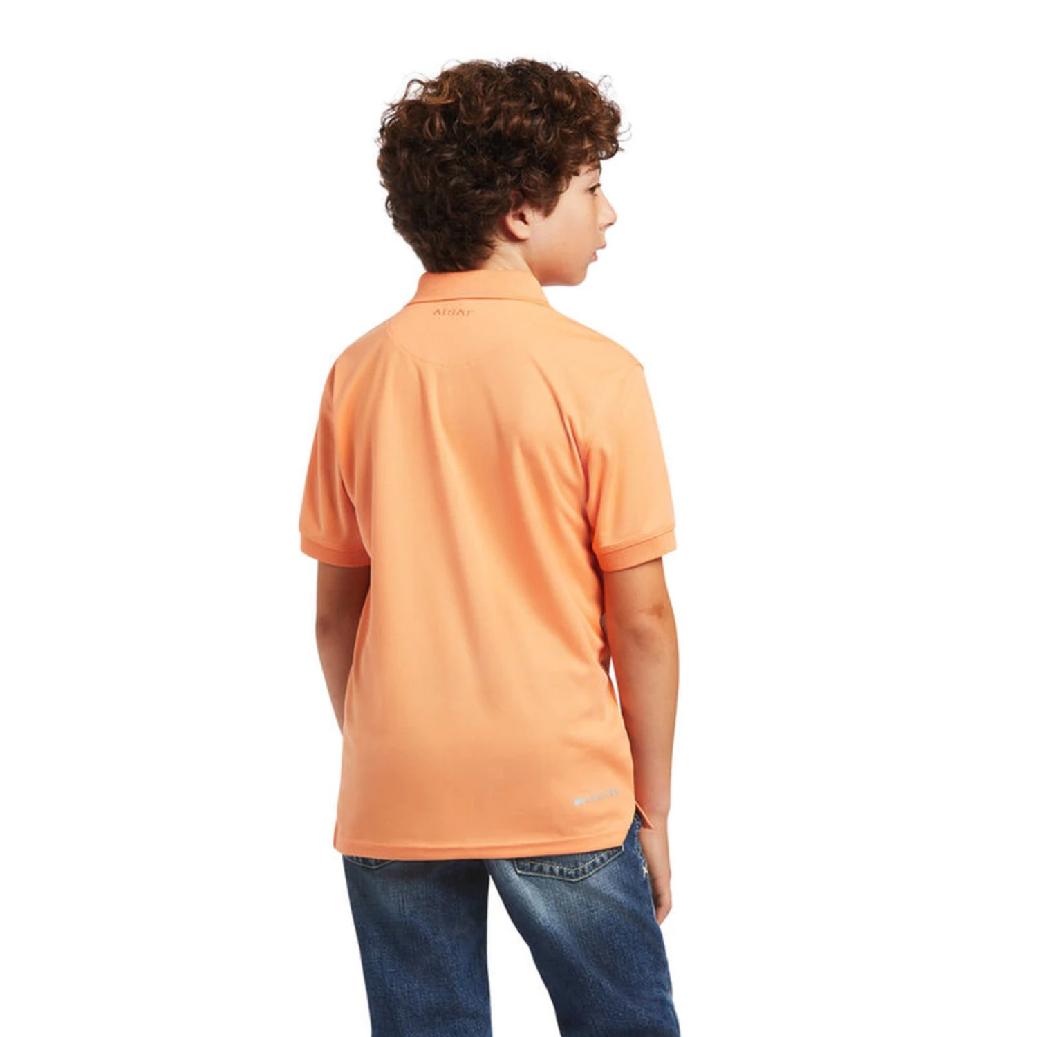 Ariat® Youth Boy's TEK Short Sleeve Habanero Peach Polo Shirt 10040660 2 Ariat® Youth Boy's TEK Short Sleeve Habanero Peach Polo Shirt 10040660 - Image 2