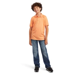 Ariat® Youth Boy's TEK Short Sleeve Habanero Peach Polo Shirt 10040660 5 Ariat® Youth Boy's TEK Short Sleeve Habanero Peach Polo Shirt 10040660 -Ariat Shop 10040660C