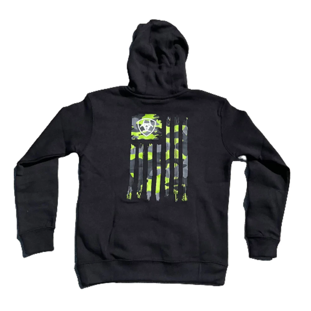 Ariat® Youth Boy's Camo Flag Black Graphic Hoodie 10041152 1 Ariat® Youth Boy's Camo Flag Black Graphic Hoodie 10041152
