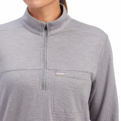 Ariat® Ladies Rebar Foundation 1/4 Zip Heather Grey Shirt 10041411 -Ariat Shop 10041411c