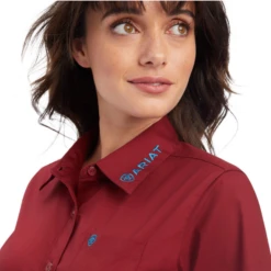Ariat® Ladies Team Kirby Straight Rouge Red Button Down Shirt 10041434 -Ariat Shop 10041434b