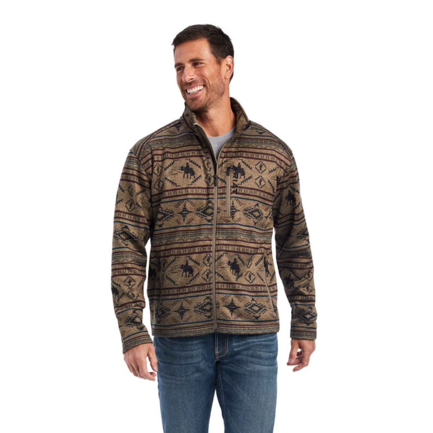 Ariat® Men's Caldwell Brindle-Wood Brown Full Zip Jacket 10041525 1 Ariat® Men's Caldwell Brindle-Wood Brown Full Zip Jacket 10041525