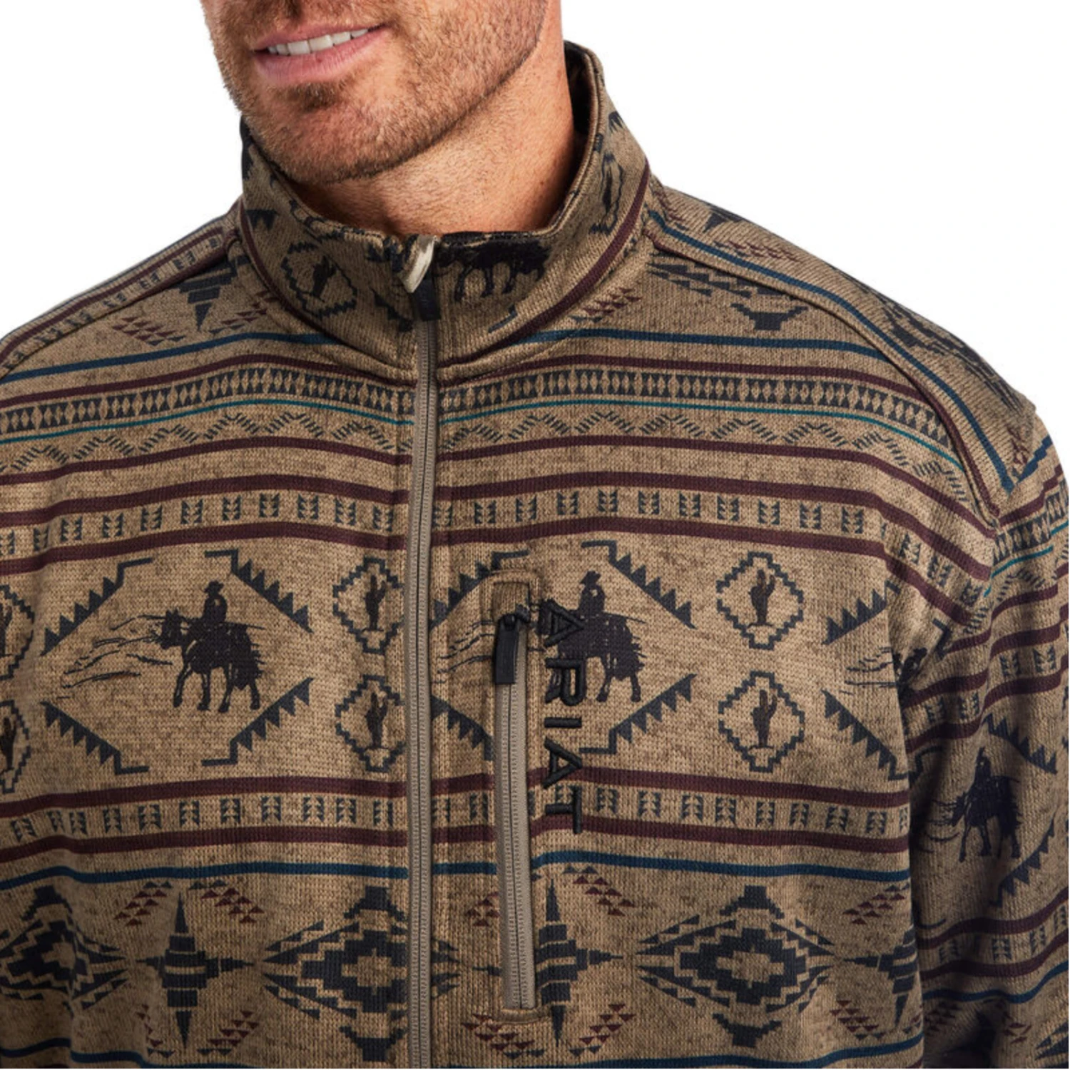 Ariat® Men's Caldwell Brindle-Wood Brown Full Zip Jacket 10041525 3 Ariat® Men's Caldwell Brindle-Wood Brown Full Zip Jacket 10041525 - Image 3