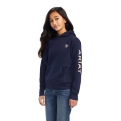 Ariat® Girl's R.E.A.L⢠Arm Logo Navy Eclipse Hoodie 10041655