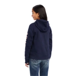 Ariat® Girl's R.E.A.L™ Arm Logo Navy Eclipse Hoodie 10041655 -Ariat Shop 10041655c