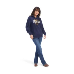 Ariat® Ladies R.E.A.L Shield Logo Navy Pullover Hoodie 10041679 -Ariat Shop 10041679c