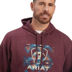 Ariat® Men's Southwest Block Malbec Heather Hoodie 10041722 -Ariat Shop 10041722a