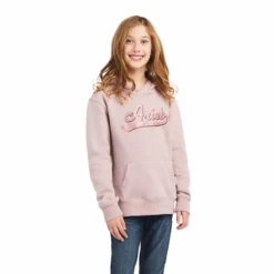 Ariat® Girl's R.E.A.L⢠Glitter Logo Nostalgia Rose Heather Hoodie 10042234