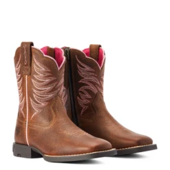 Ariat® Girl's Firecatcher Pink And Rowdy Brown Western Boots 10042415 -Ariat Shop 10042415a