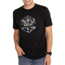 Ariat® Youth Boy's Camo Badge Black Graphic T-Shirt 10042805