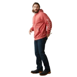 Ariat® Men's Rebar Roughneck Heather Coral Pullover Hoodie 10043363 -Ariat Shop 10043363d