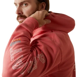 Ariat® Men's Rebar Roughneck Heather Coral Pullover Hoodie 10043363 -Ariat Shop 10043363f