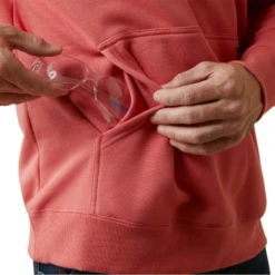 Ariat® Men's Rebar Roughneck Heather Coral Pullover Hoodie 10043363 -Ariat Shop 10043363g