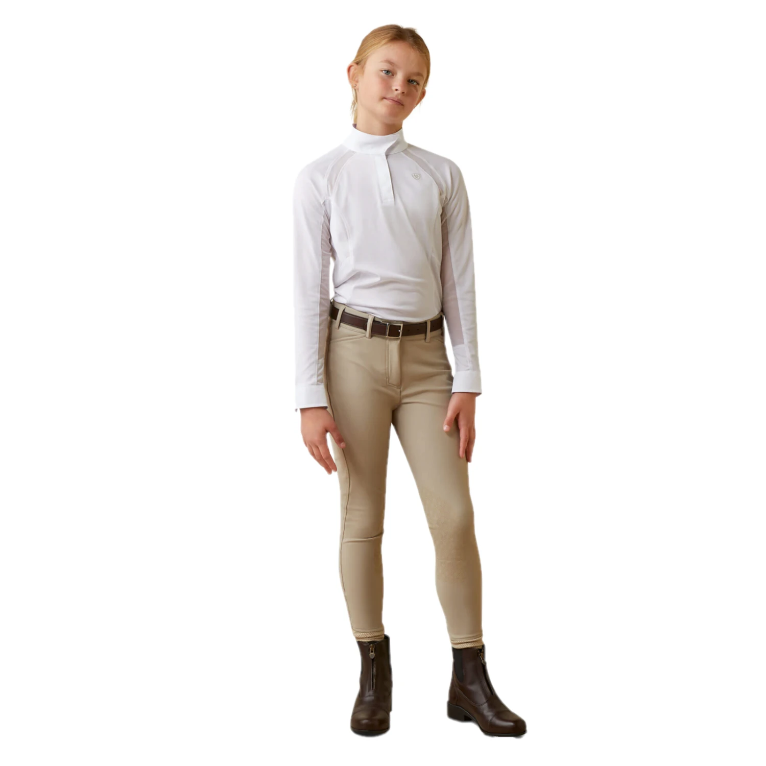 Ariat® Youth Girl's Sun Stopper Pro 2.0 White Show Shirt 10043407 3 Ariat® Youth Girl's Sun Stopper Pro 2.0 White Show Shirt 10043407 - Image 3