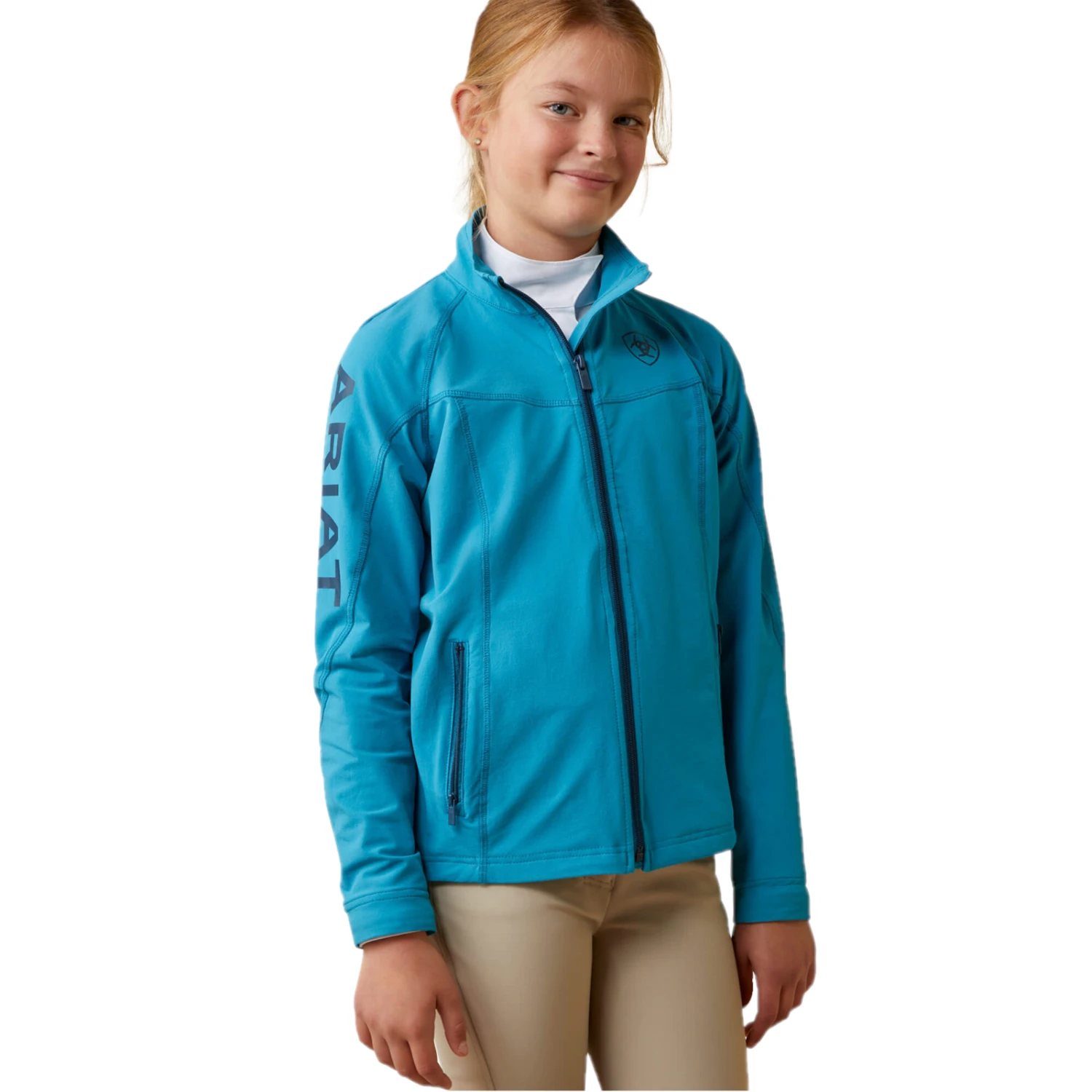 Ariat® Youth Girl's Agile Mosaic Blue Softshell Jacket 10043445 1 Ariat® Youth Girl's Agile Mosaic Blue Softshell Jacket 10043445