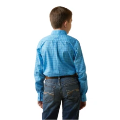 Ariat® Boys Lake Diamond Print Blue Grotto Button Down Shirt 10043714 -Ariat Shop 10043714b