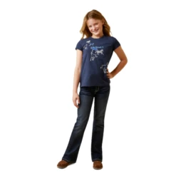 Ariat® Girls Frolic Horse Print Navy Eclipse T-Shirt 10043734 -Ariat Shop 10043734c