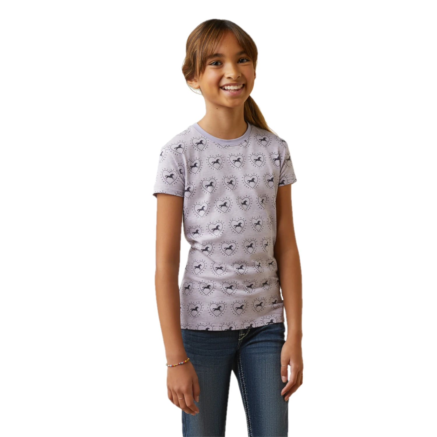 Ariat® Girls So Love Hearts & Horses Heather Grey T-Shirt 10043736 1 Ariat® Girls So Love Hearts & Horses Heather Grey T-Shirt 10043736