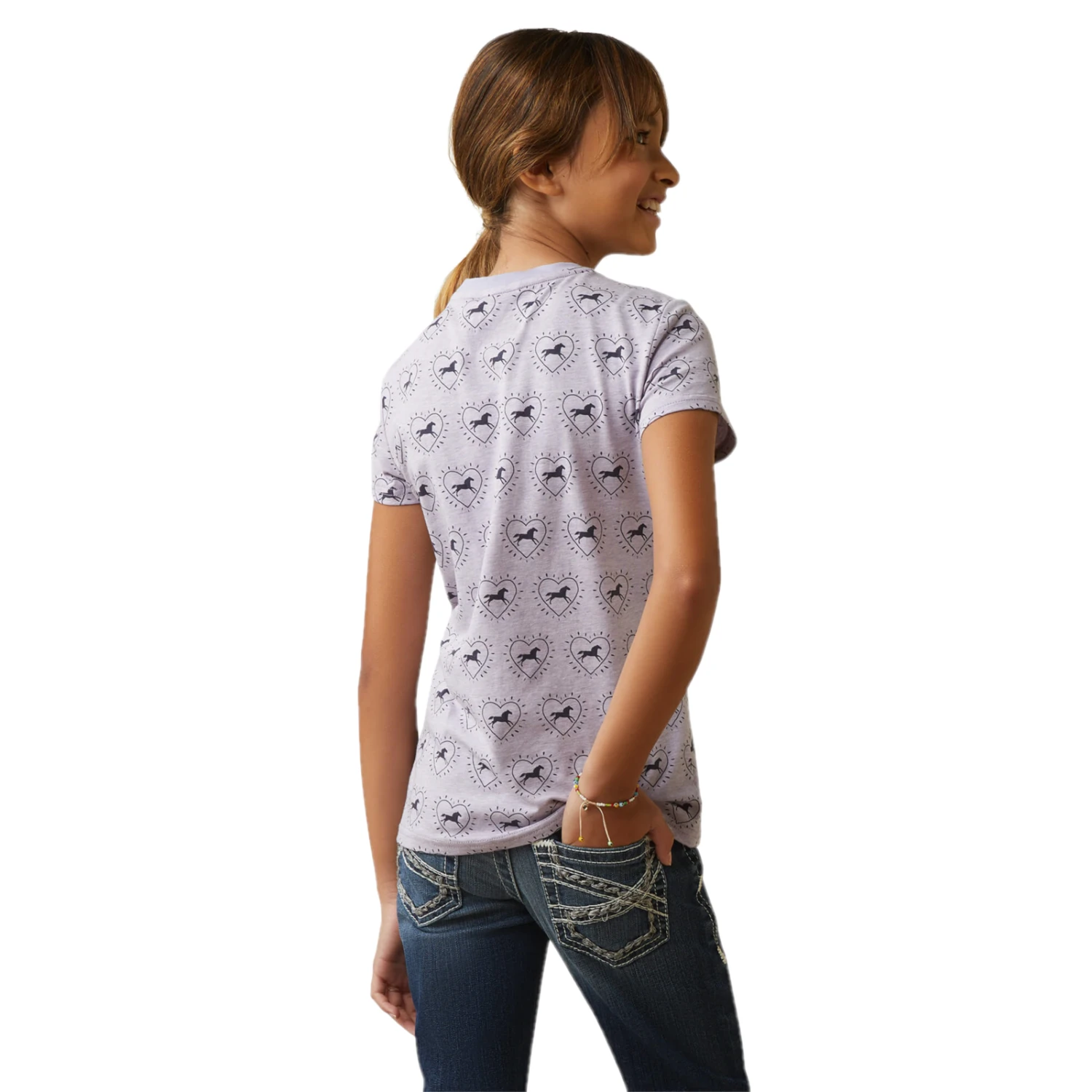 Ariat® Girls So Love Hearts & Horses Heather Grey T-Shirt 10043736 2 Ariat® Girls So Love Hearts & Horses Heather Grey T-Shirt 10043736 - Image 2