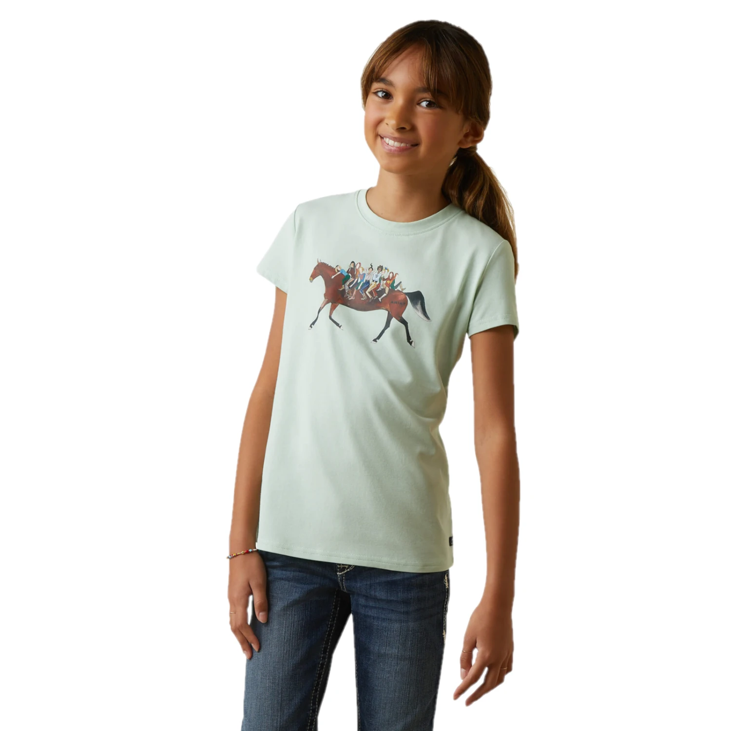 Ariat® Girls Harmony Aqua Foam Short Sleeves T-Shirt 10043737 1 Ariat® Girls Harmony Aqua Foam Short Sleeves T-Shirt 10043737