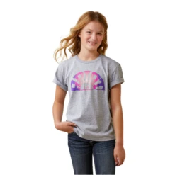 Ariat® Girls Rainbow Sunset Athletic Heather Graphic T-Shirt 10044611