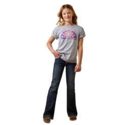 Ariat® Girls Rainbow Sunset Athletic Heather Graphic T-Shirt 10044611 -Ariat Shop 10044611c