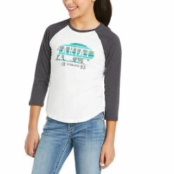 Ariat Childrens Real Plains Quarter Sleeve White T-Shirt 10035260