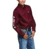 Ariat® Boy's Team Logo Burgundy Long Sleeve Button-Up Shirt 10030163