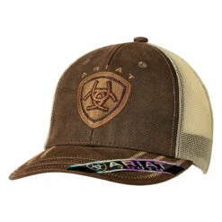 Ariat Youth Unisex Brown Oilskin Snapback Ball Cap 1519302