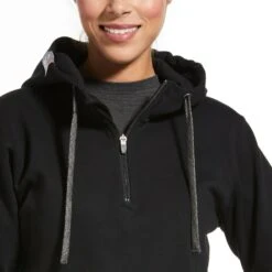 Ariat® Ladies Rebar™ Skill-Set Black 1/2-Zip Hoodie 10032914 -Ariat Shop 57 8229c800 40b6 4aaf afce 8f7afa65ec4e