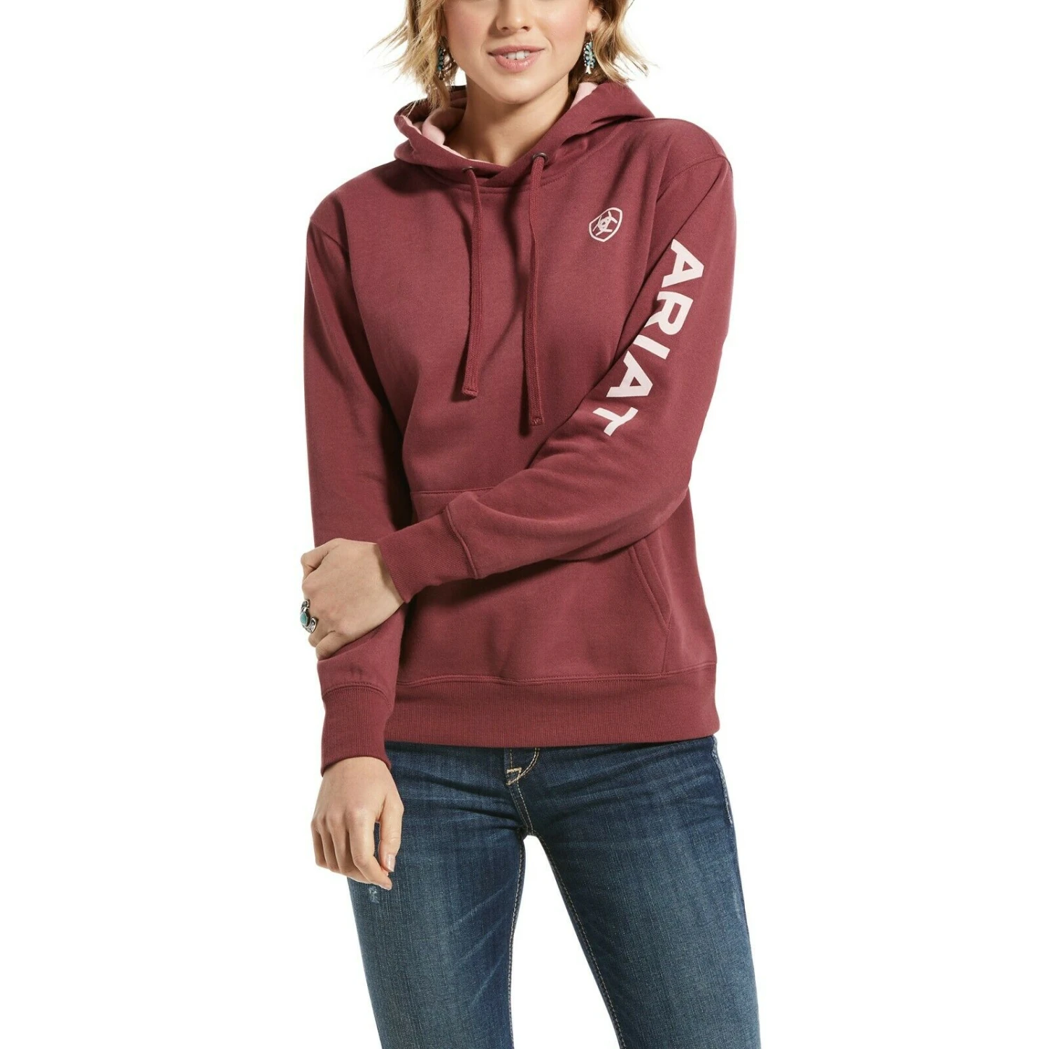 Ariat® Ladies R.E.A.L Arm Logo Fig Galaxy Hoodie 10033546 1 Ariat® Ladies R.E.A.L Arm Logo Fig Galaxy Hoodie 10033546