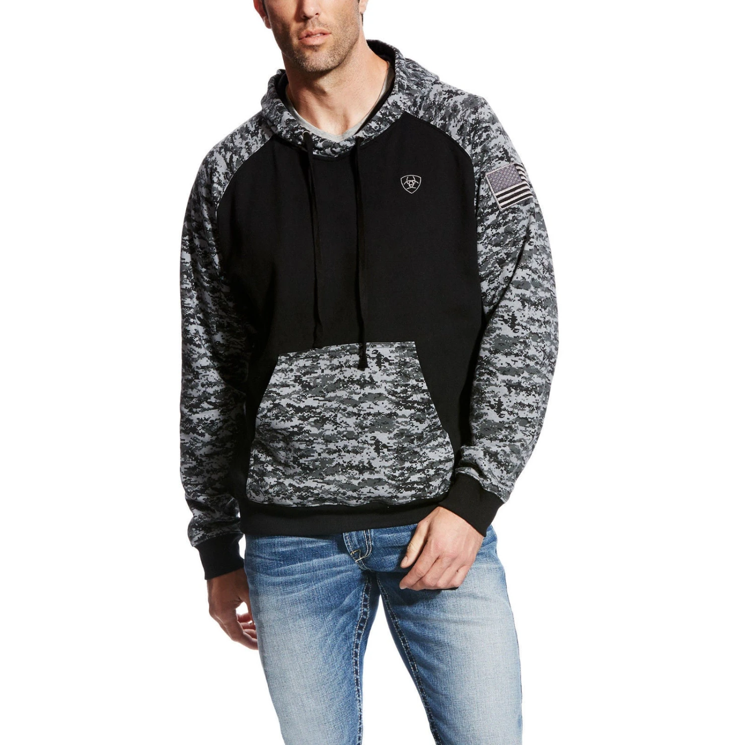 Ariat® Men's Patriot Black Digital Camo Hoodie 10022683 1 Ariat® Men's Patriot Black Digital Camo Hoodie 10022683