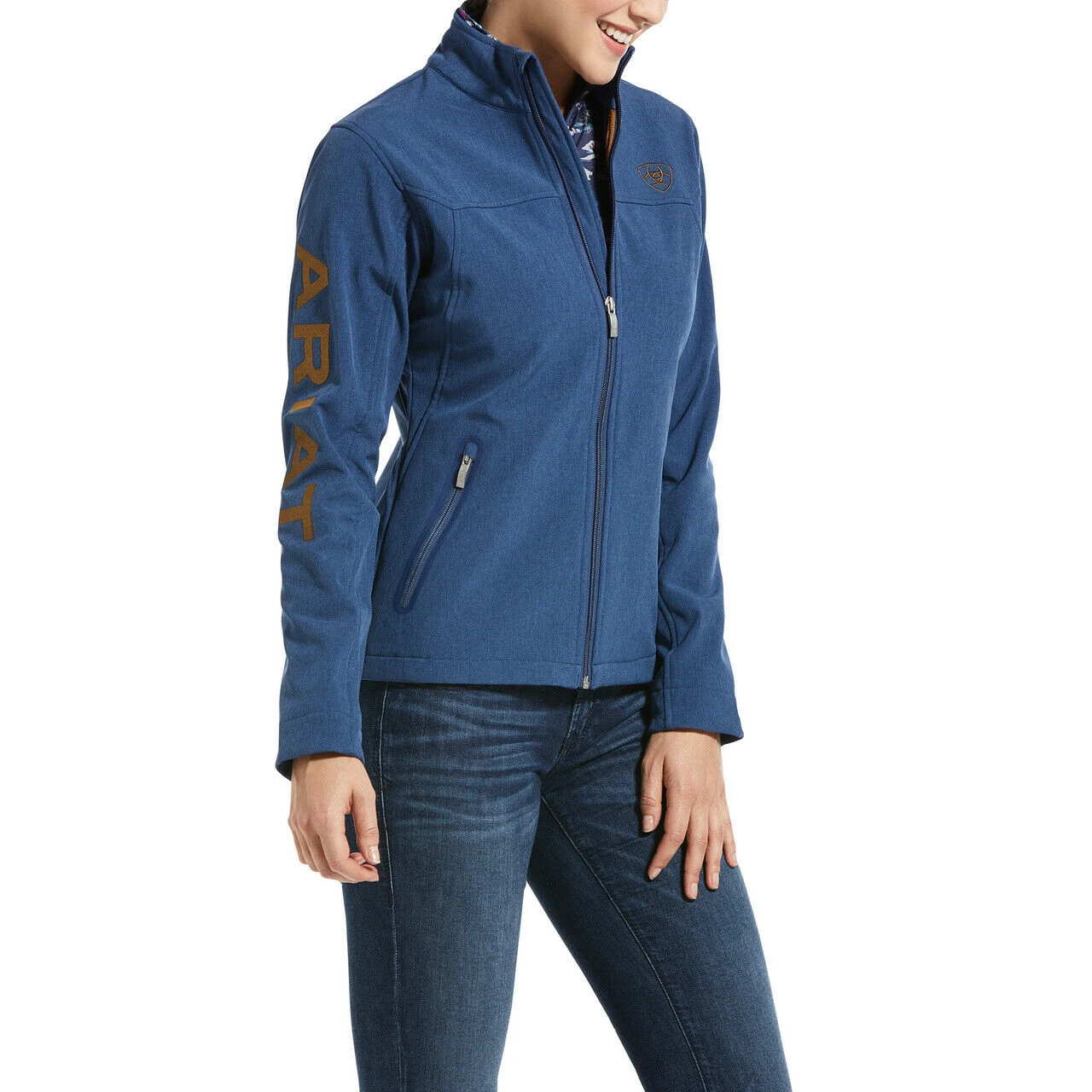 Ariat® Ladies New Team Marine Blue Heather Softshell Jacket 10032695 1 Ariat® Ladies New Team Marine Blue Heather Softshell Jacket 10032695