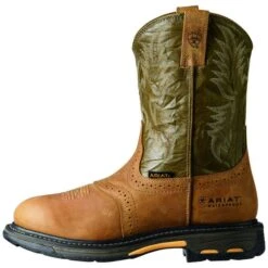 Ariat Men's WorkHog Pull-On H2O Boots Aged Bark Army Green 10008633 -Ariat Shop Ariat 2