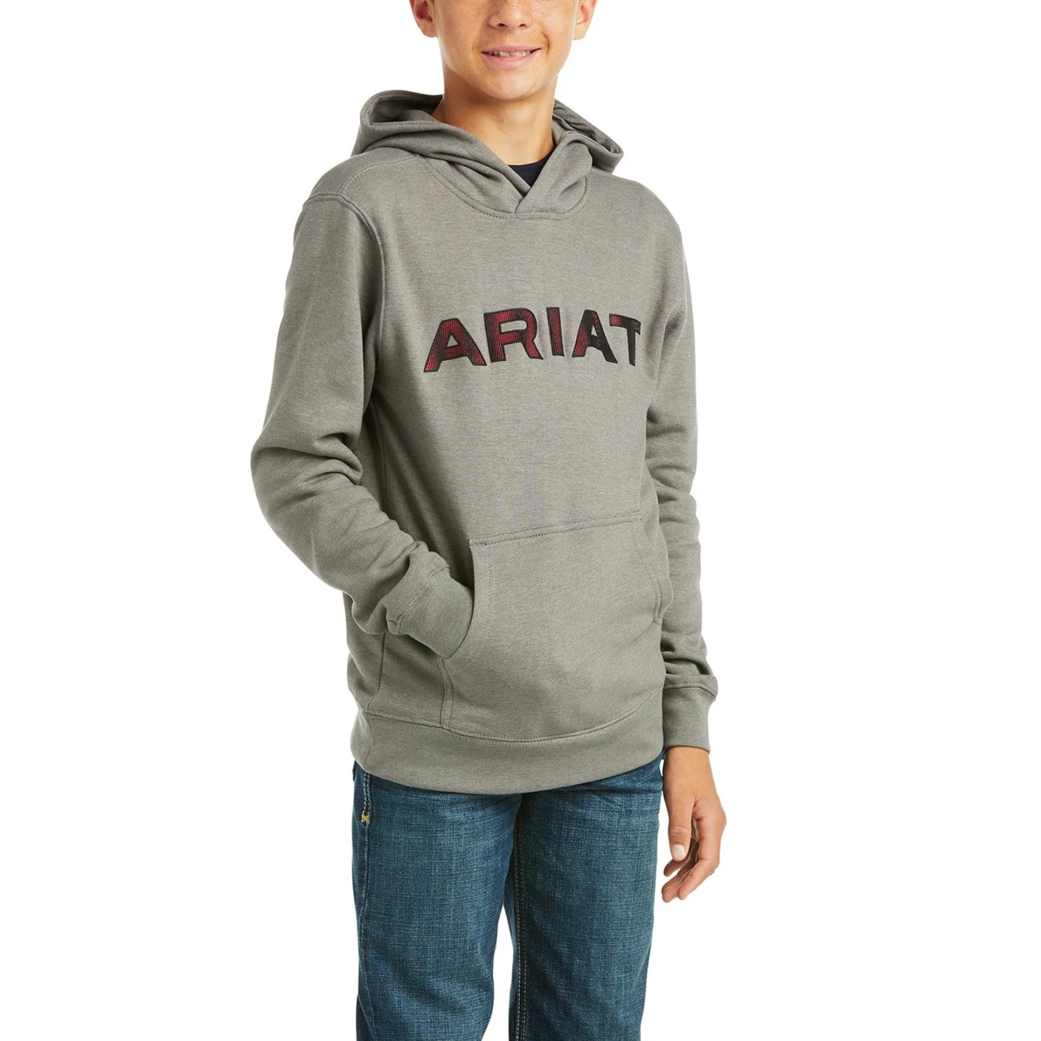 Ariat Kid's Basic Charcoal Raised Logo Hoodie Sweatshirt 10037006 1 Ariat Kid's Basic Charcoal Raised Logo Hoodie Sweatshirt 10037006