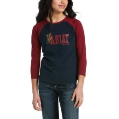 AriatĀ® Girl's REAL Farm Dark Sapphire Baseball T-Shirt 10037973