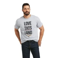 Ariat Men's Love This Land Short Sleeve Grey Heather T-Shirt 10037838
