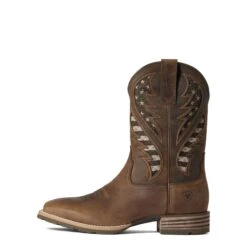 Ariat Men's Hybrid VentTEK Brown With American Flag Boot 10038340 -Ariat Shop F21 MNS WEST 10038340 side
