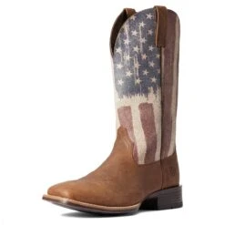 Ariat Men's Patriot Ultra Sorrel Crunch & American Flag Boots 10038396 -Ariat Shop F21 MNS WEST 10038396 3 4 front